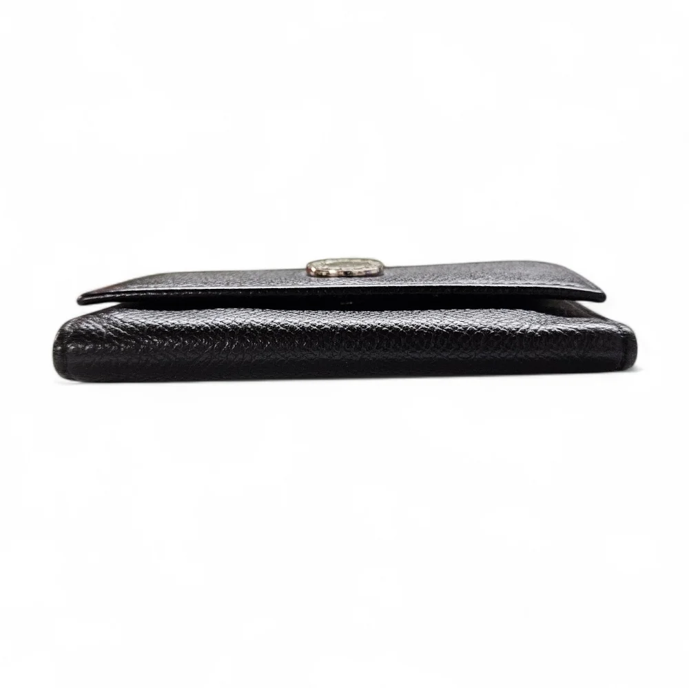 BVLGARI Leather Keyholder Wallet In Black Leather And Silver